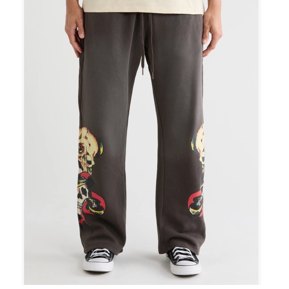 Ed Hardy Sweatpants Men XXL Sunfade Grey Skull Snake Graphic Y2K Streetwear